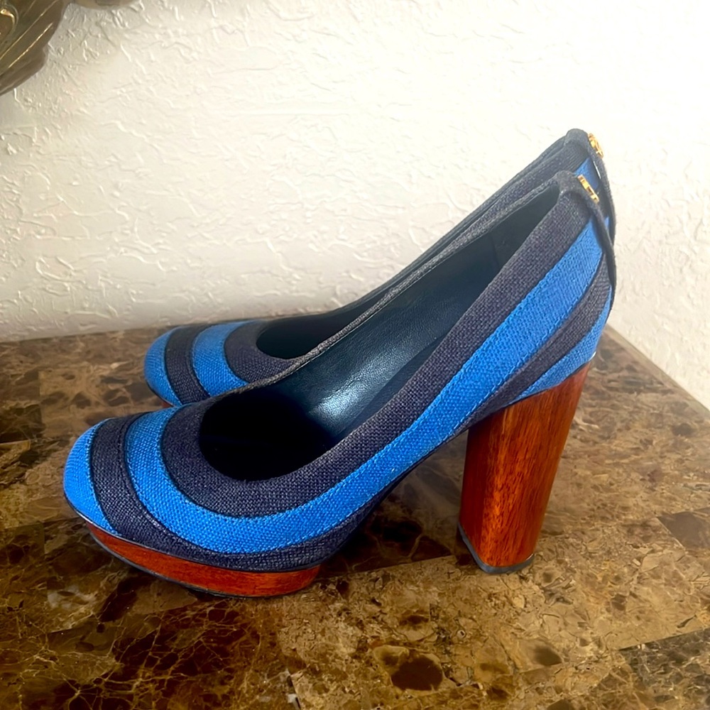 Tory Burch heels with a beautiful combination of blue colors